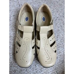 Dr Scholls Cream Leather Fisherman Flats Shoes Comfort Casual Adjustable‎ 10W